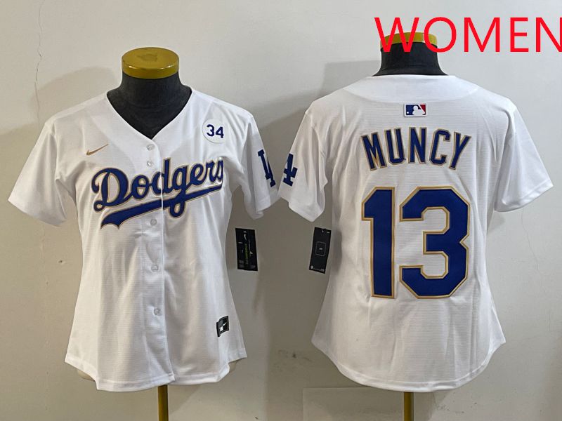 Women Los Angeles Dodgers 13 Muncy White Gold Game 2025 Nike MLB Jersey style 7